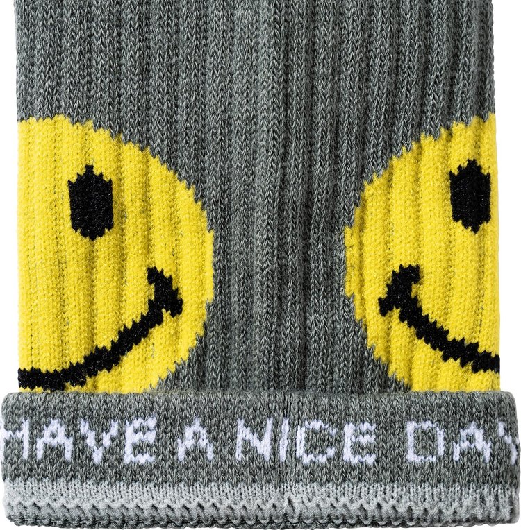 Market Smiley Upside Down Socks Sage