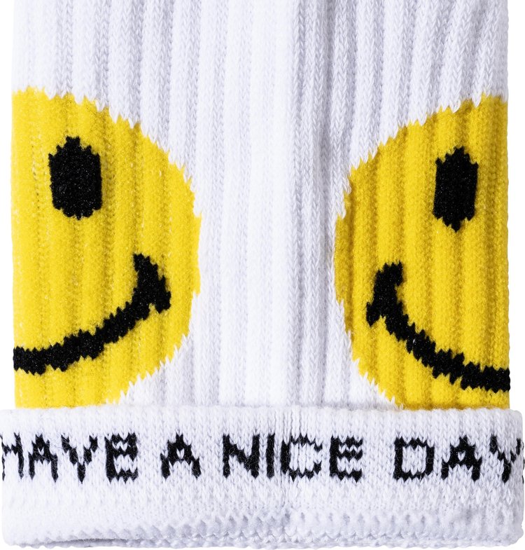 Market Smiley Upside Down Socks White