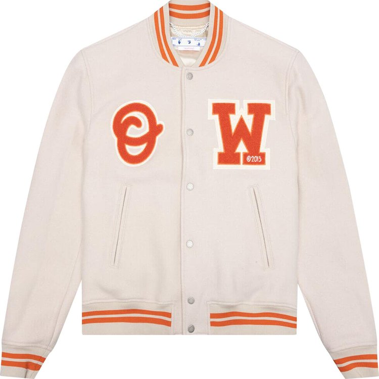 Off-White Patch Varsity Jacket 'Beige/Orange'