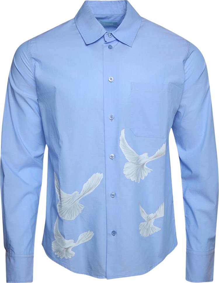 3.PARADIS Singing Birds Long-Sleeve Shirt 'Sky Blue'
