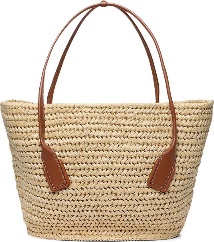 Bottega Veneta Arco Raffia Medium Tote Bag NaturalWood