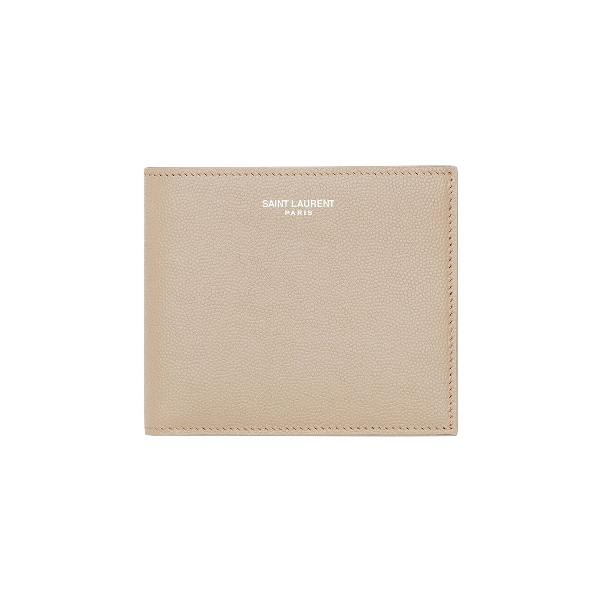 Buy Saint Laurent Logo Stamp Leather Wallet Sea Salt 396307
