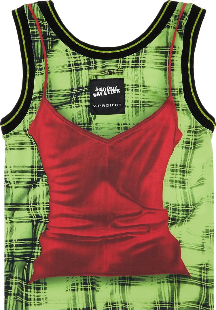 YProject x Jean Paul Gaultier Trompe lil Lingerie Tank Top RedGreen