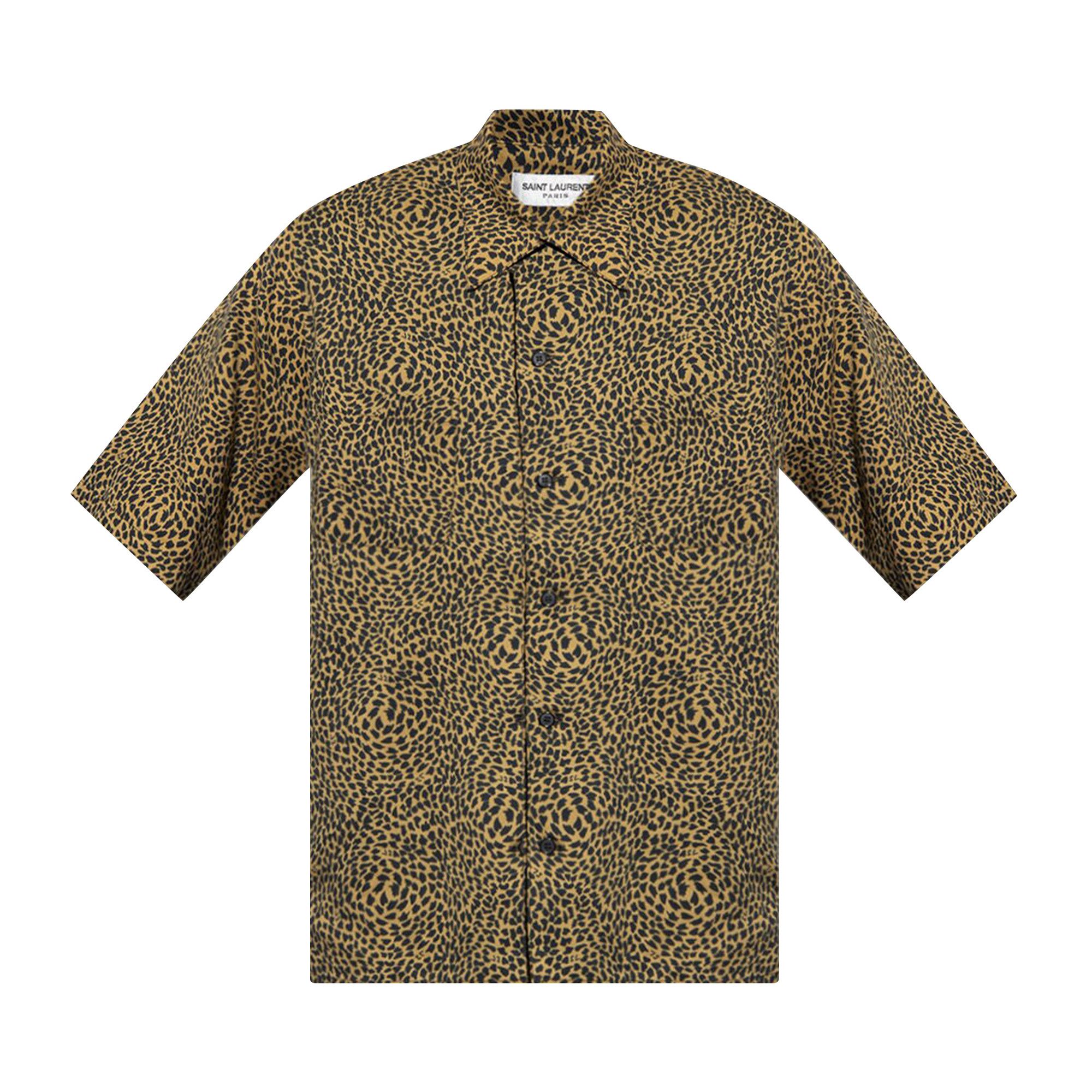Buy Saint Laurent Leopard Print Short-Sleeve Shirt 'Black/Camel