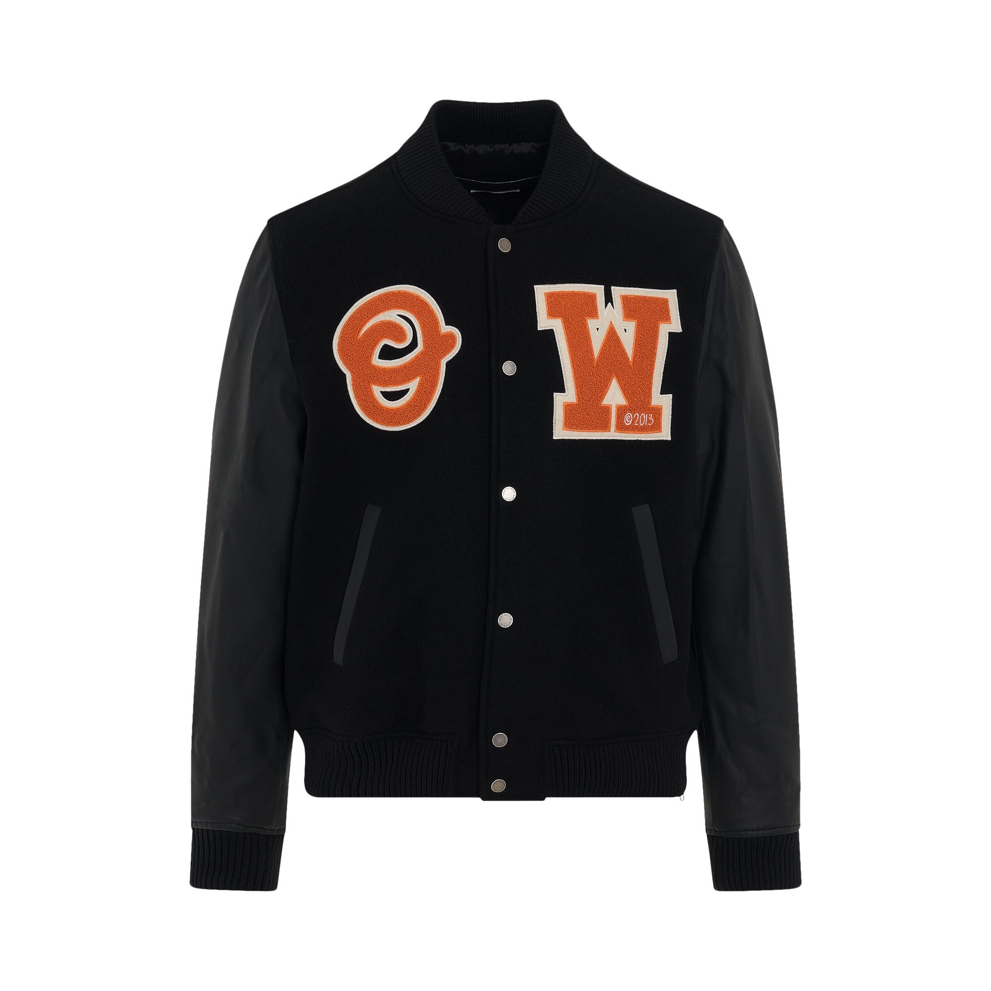 Size m Off White Patch Varsity Jacket Black Orange