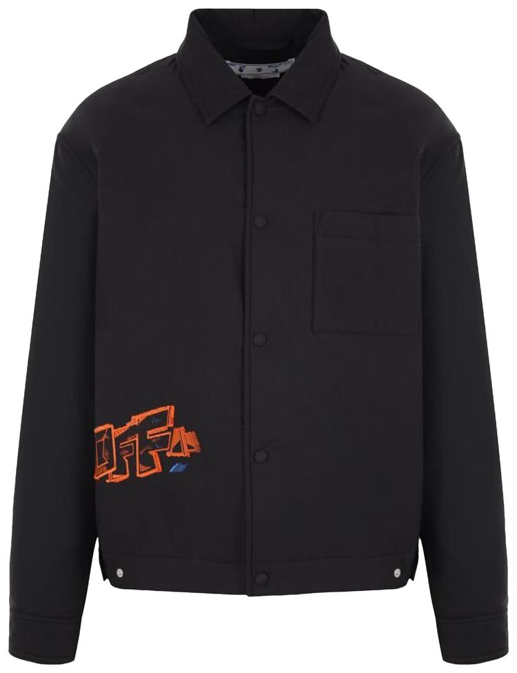Off White Graffiti Overshirt Jacket BlackFluorescent Orange