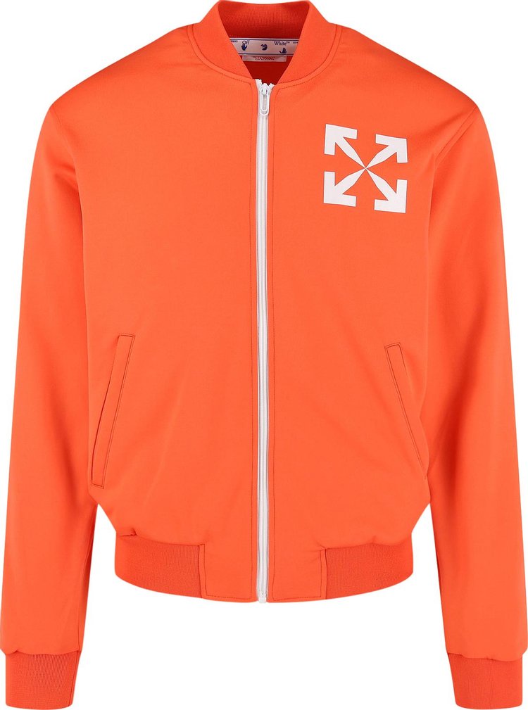 Off White Arrows Print Bomber Track Jacket OrangeWhite