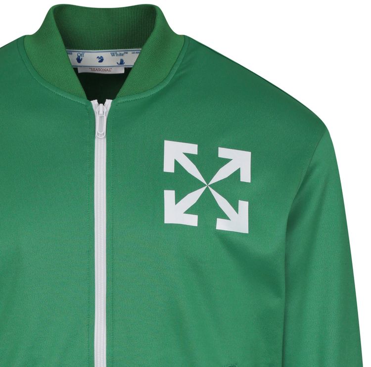 Off White Arrows Print Bomber Track Jacket GreenWhite