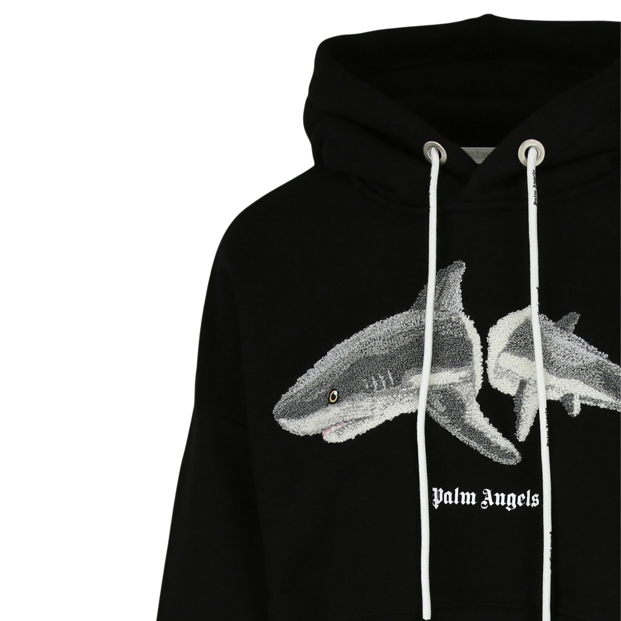Palm Angels シャーク スウェット Palm Angels White Shark long-sleeve Hoodie | Black | FARFETCH