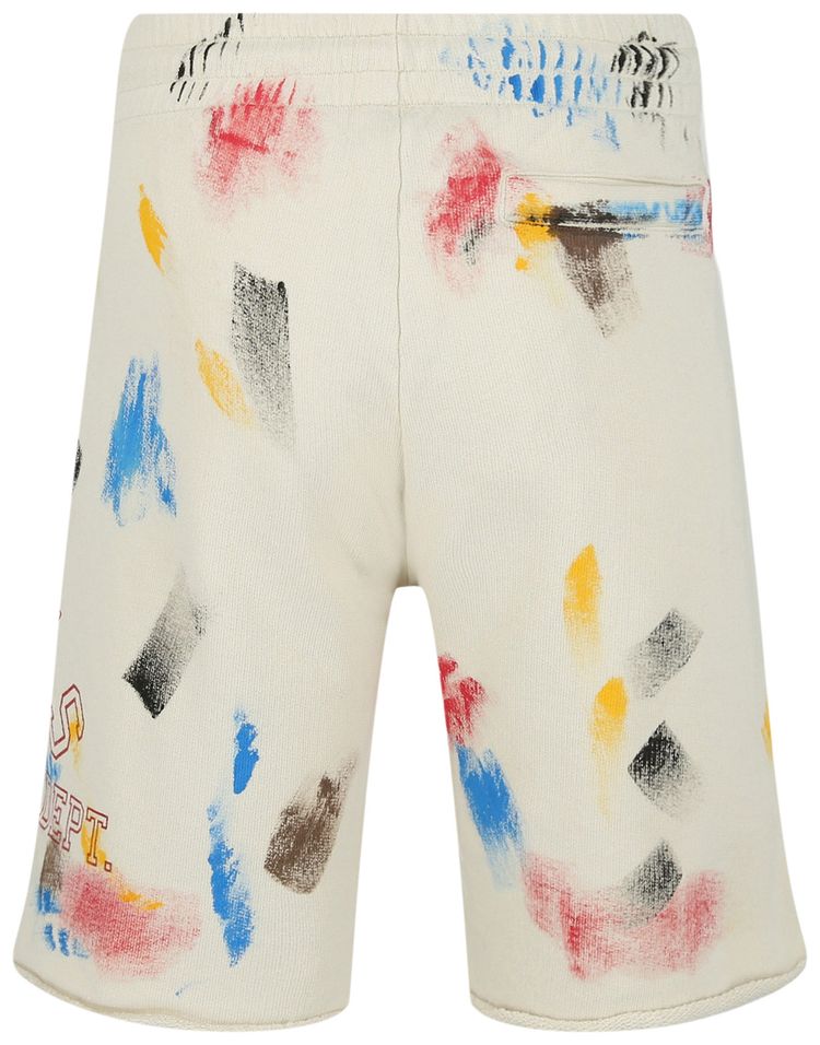 Palm Angels Painted College Sweatshorts Off WhiteRed