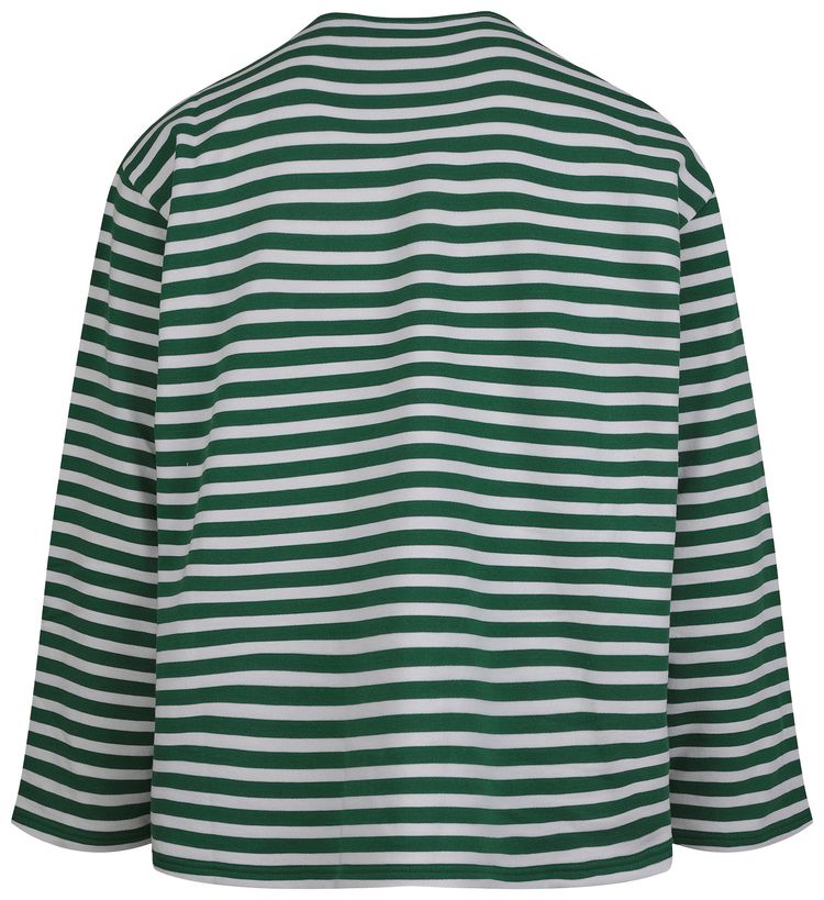 Palm Angels Bear Stripes Breton Long SleeveTee GreenWhite