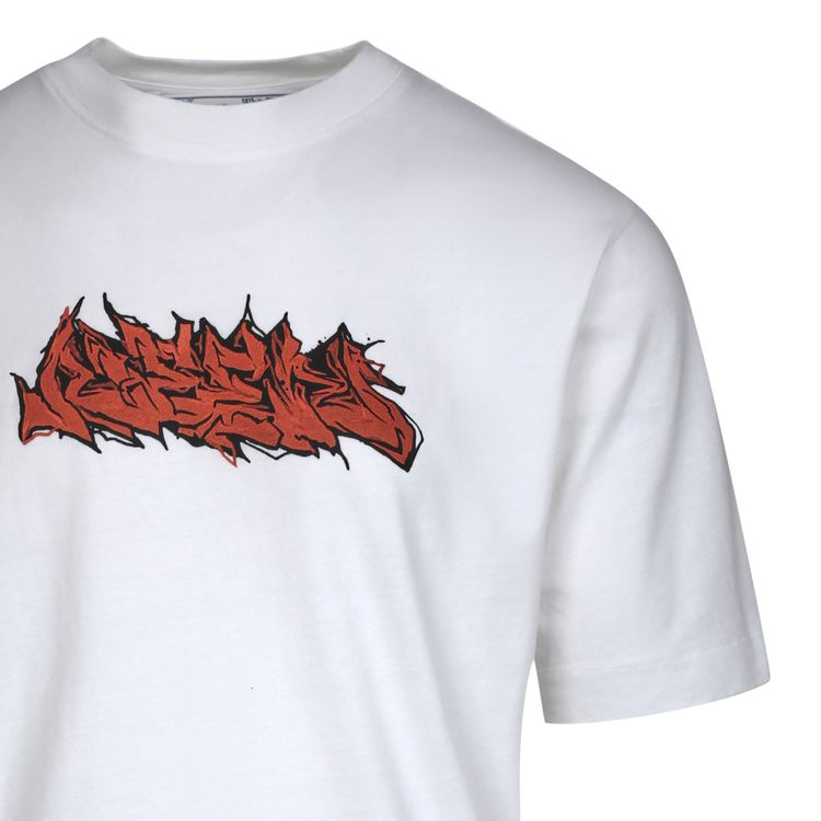 Off White Neen Graffiti Skate Short Sleeve Tee WhiteOrange