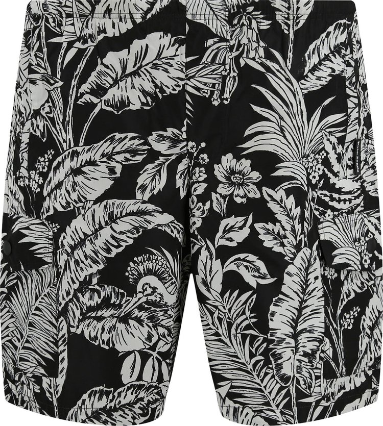 Palm Angels Jungle Parrots Swim Short BlackWhite