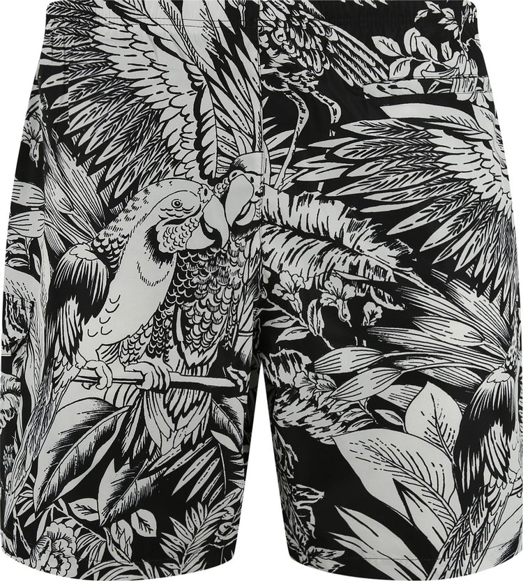 Palm Angels Jungle Parrots Swim Short BlackWhite