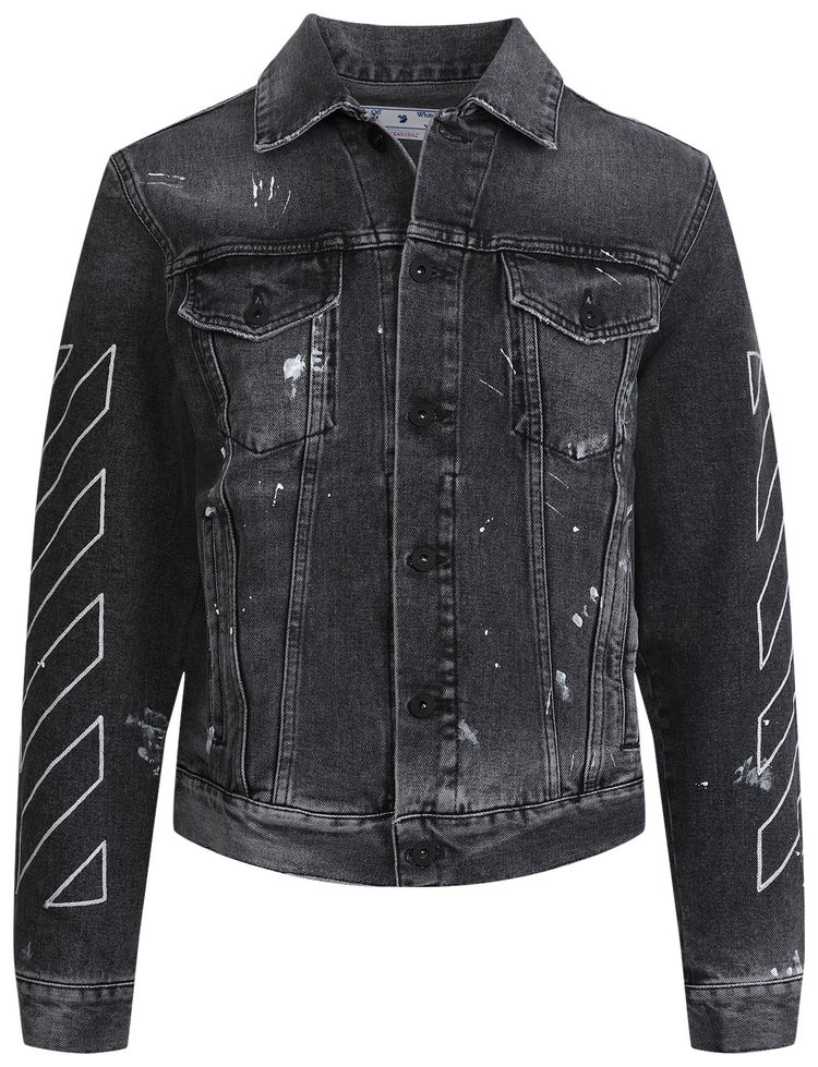 Off White Diag Outline Paint Slim Jacket Grey