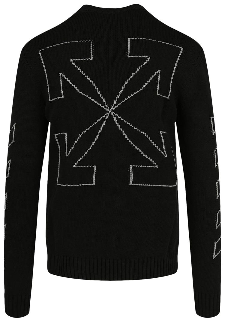 Off White Diag Outline Knit Crewneck BlackWhite