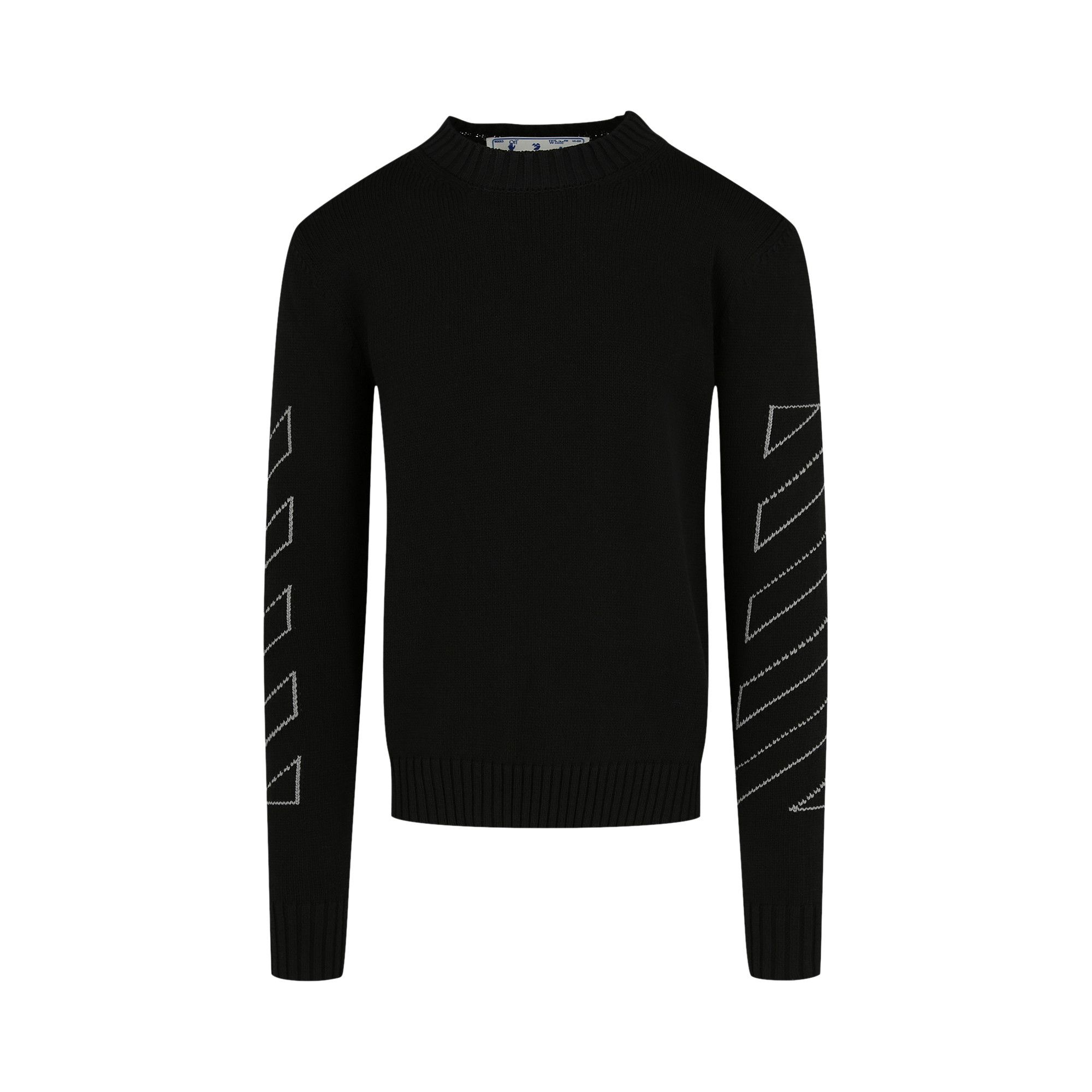 Buy Off-White Diag Outline Knit Crewneck 'Black/White