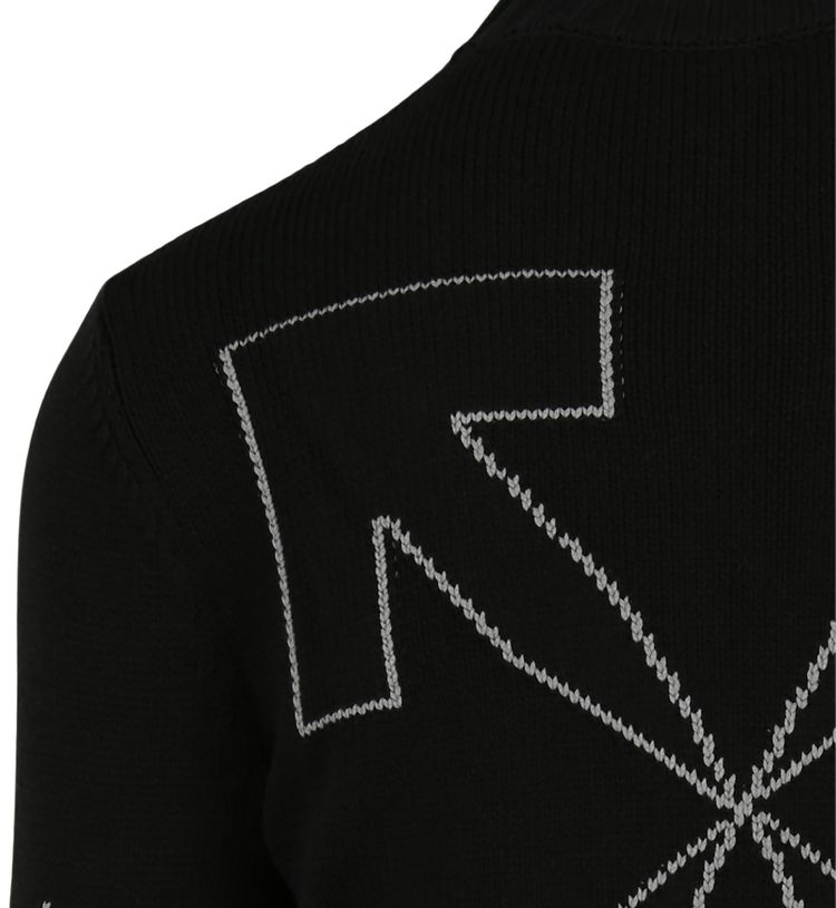 Off White Diag Outline Knit Crewneck BlackWhite
