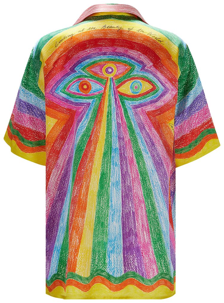 Casablanca Cuban Collar Silk Short Sleeve Shirt Mind Vibrations