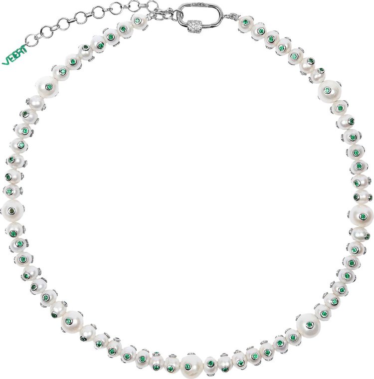 VEERT The Green Polka Dot Freshwater Pearl Necklace White Gold