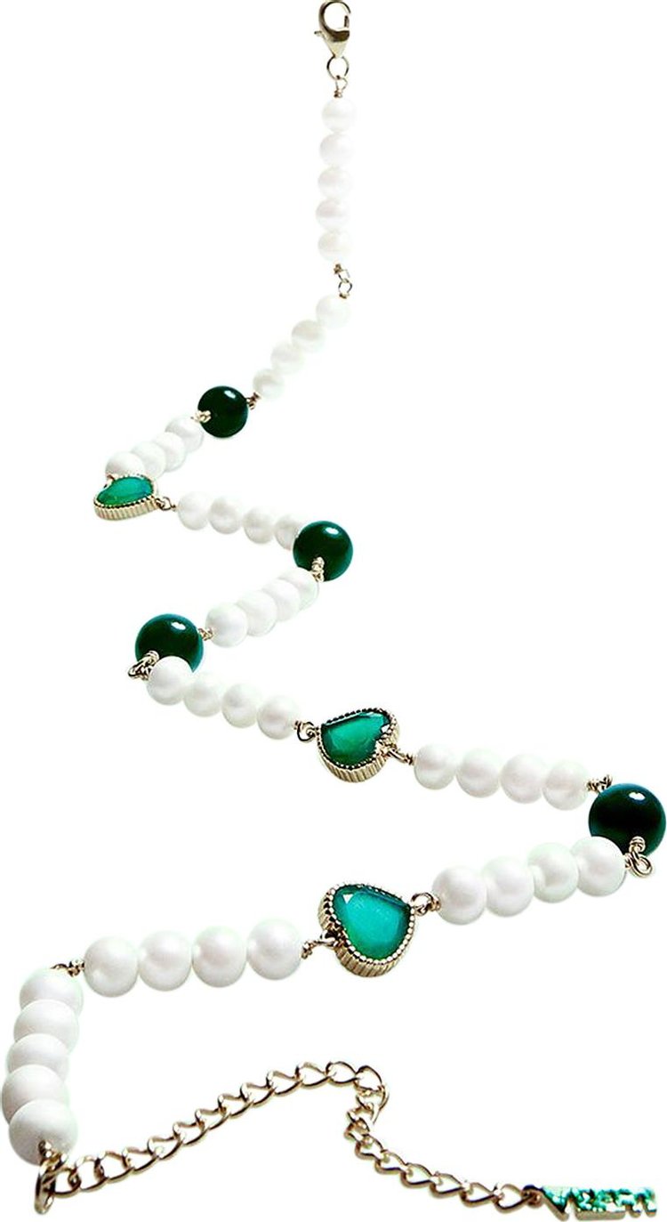 VEERT Green Onyx Freshwater Pearl Necklace Yellow Gold