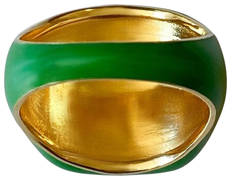 VEERT Green Enamel Square Signet Ring Yellow Gold
