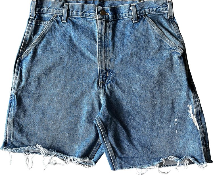 Vintage Carhartt Paint Splattered Cut Off Denim Shorts 'Blue'