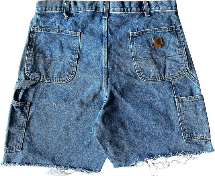 Vintage Carhartt Paint Splattered Cut Off Denim Shorts Blue