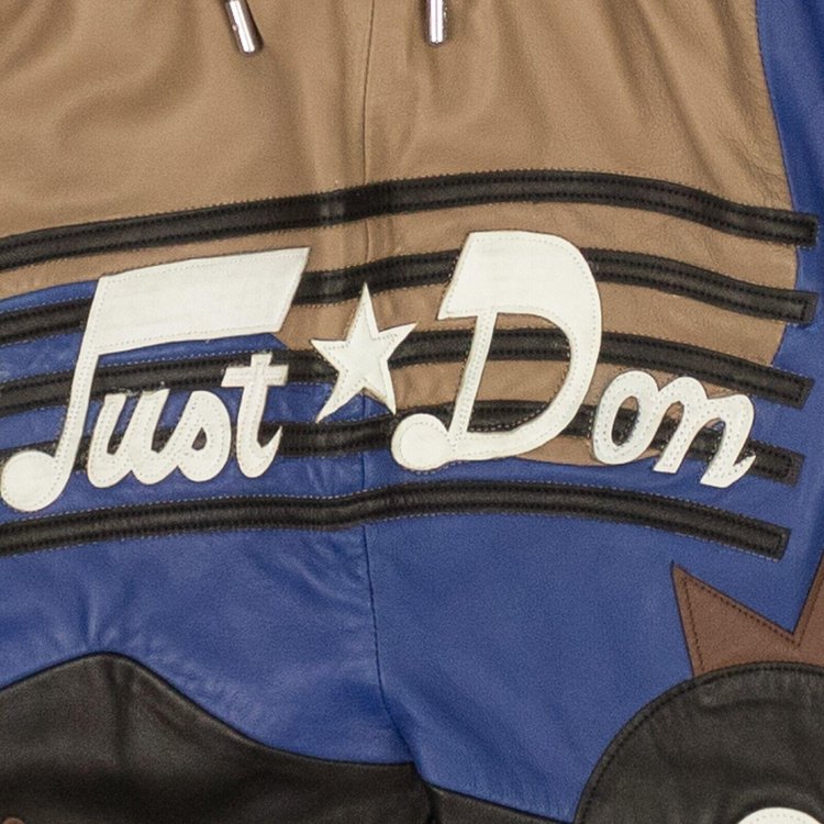 Just Don Sound Graphic Leather Shorts Brown