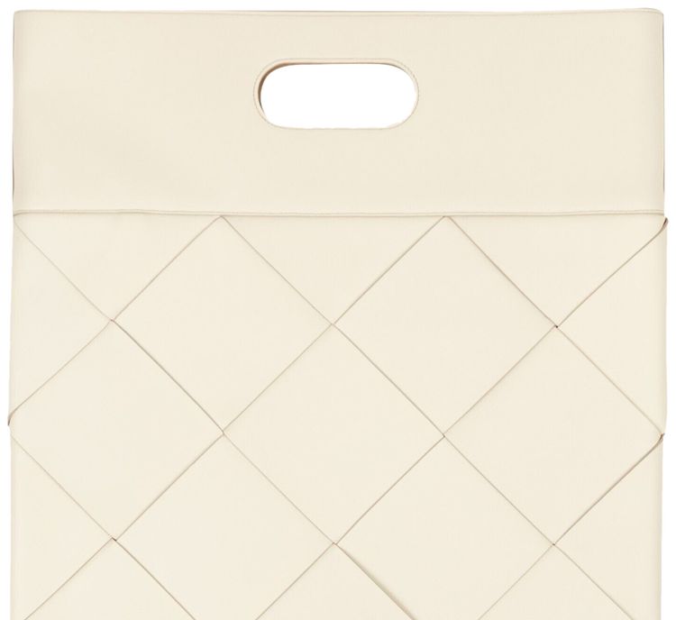 Bottega Veneta Leather Woven Slip Small Tote Bag Ivory