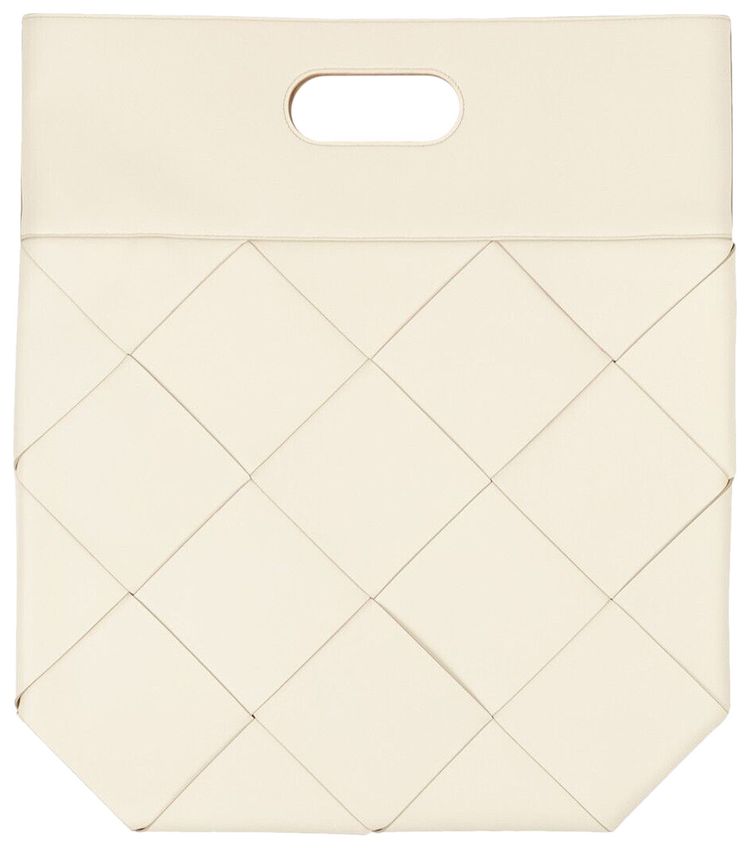 Bottega Veneta Leather Woven Slip Small Tote Bag Ivory