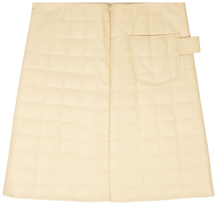 Bottega Veneta Checker Leather Skirt Beige