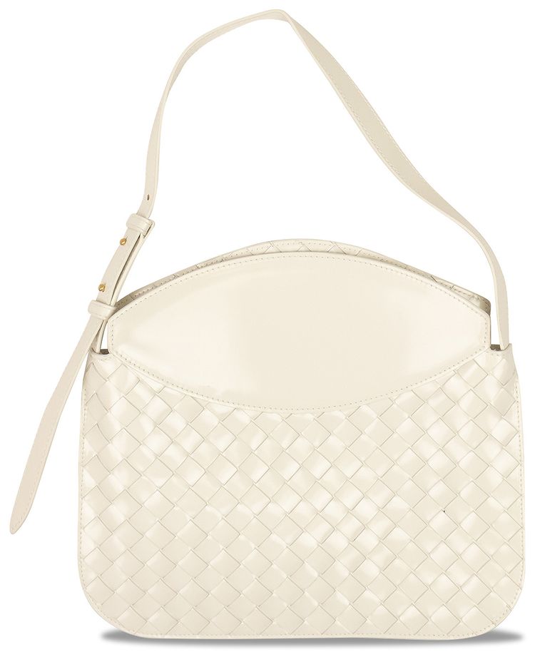 Bottega Veneta Leather Flap Shoulder Bag White