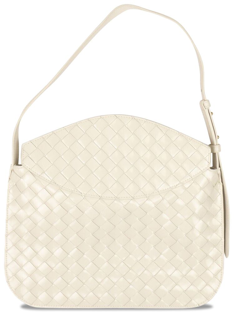 Bottega Veneta Leather Flap Shoulder Bag White