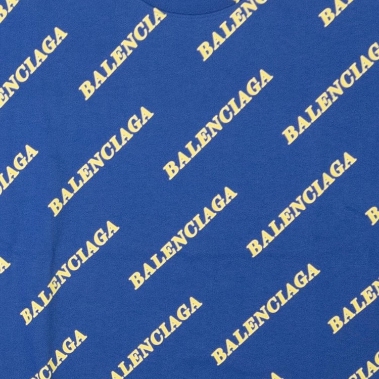 Balenciaga All Over Logo Sporty T Shirt Blue