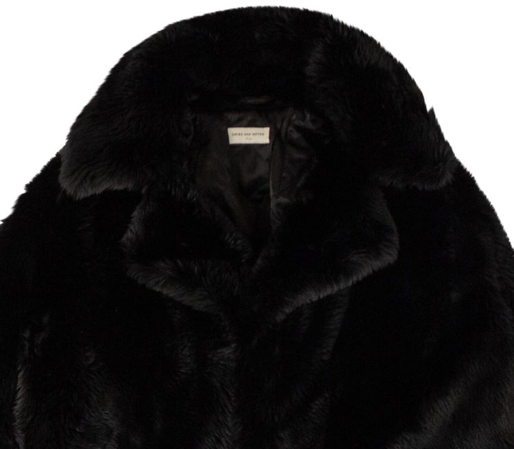 Dries Van Noten Vaudi Faux Fur Coat Black