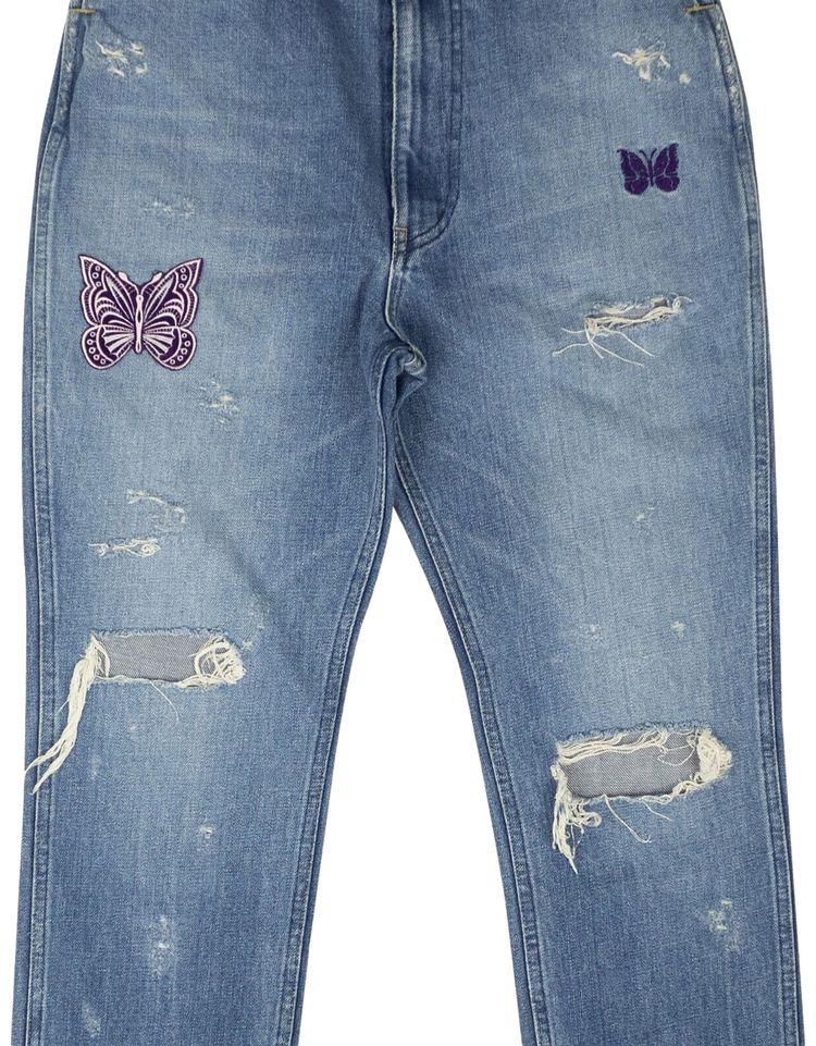 Needles Papillon Patch Denim Pants Blue