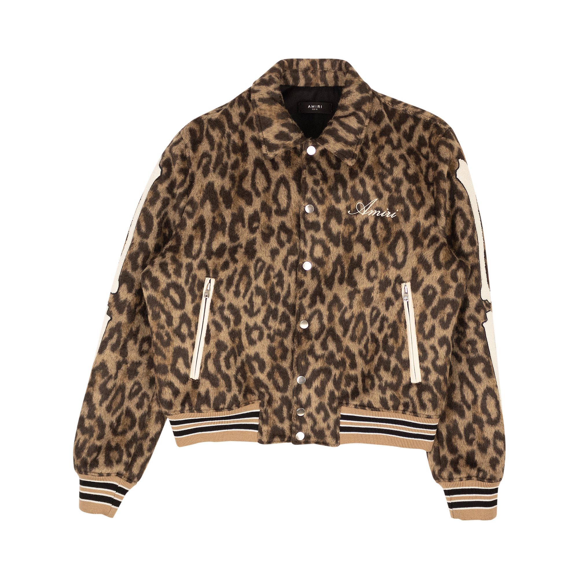 Buy Amiri Leopard Print Bones Varsity Jacket 'Multicolor Buy Amiri Leopard Print Bones Varsity Jacket 'Multicolor