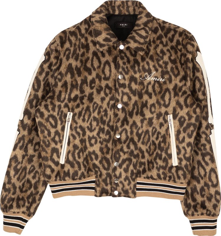 Buy Amiri Leopard Print Bones Varsity Jacket 'Multicolor' - MOS002 905 ...