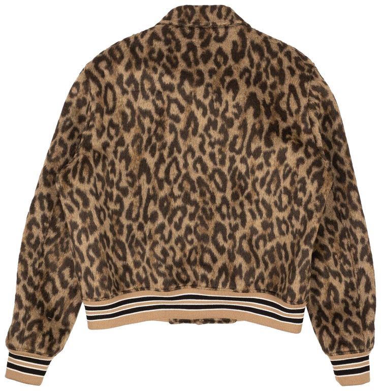 Amiri Leopard Print Bones Varsity Jacket Multicolor