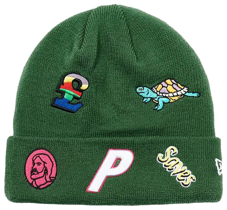 Palace x New Era Jesus Beanie Green