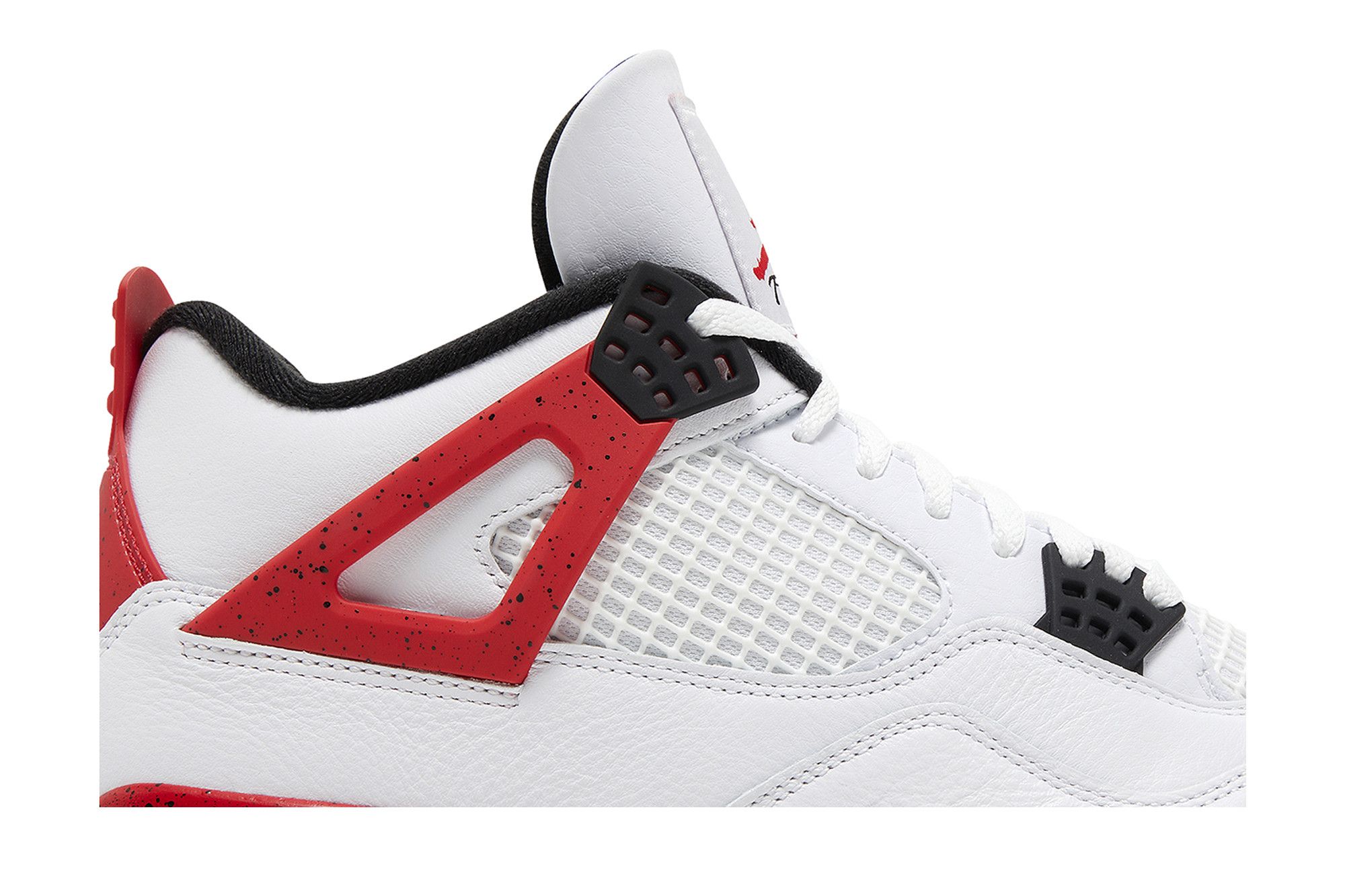 Black white red jordan 4 top