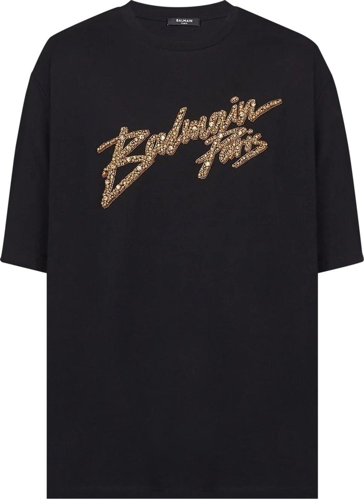 Balmain Signature T-Shirt 'Black/Gold'