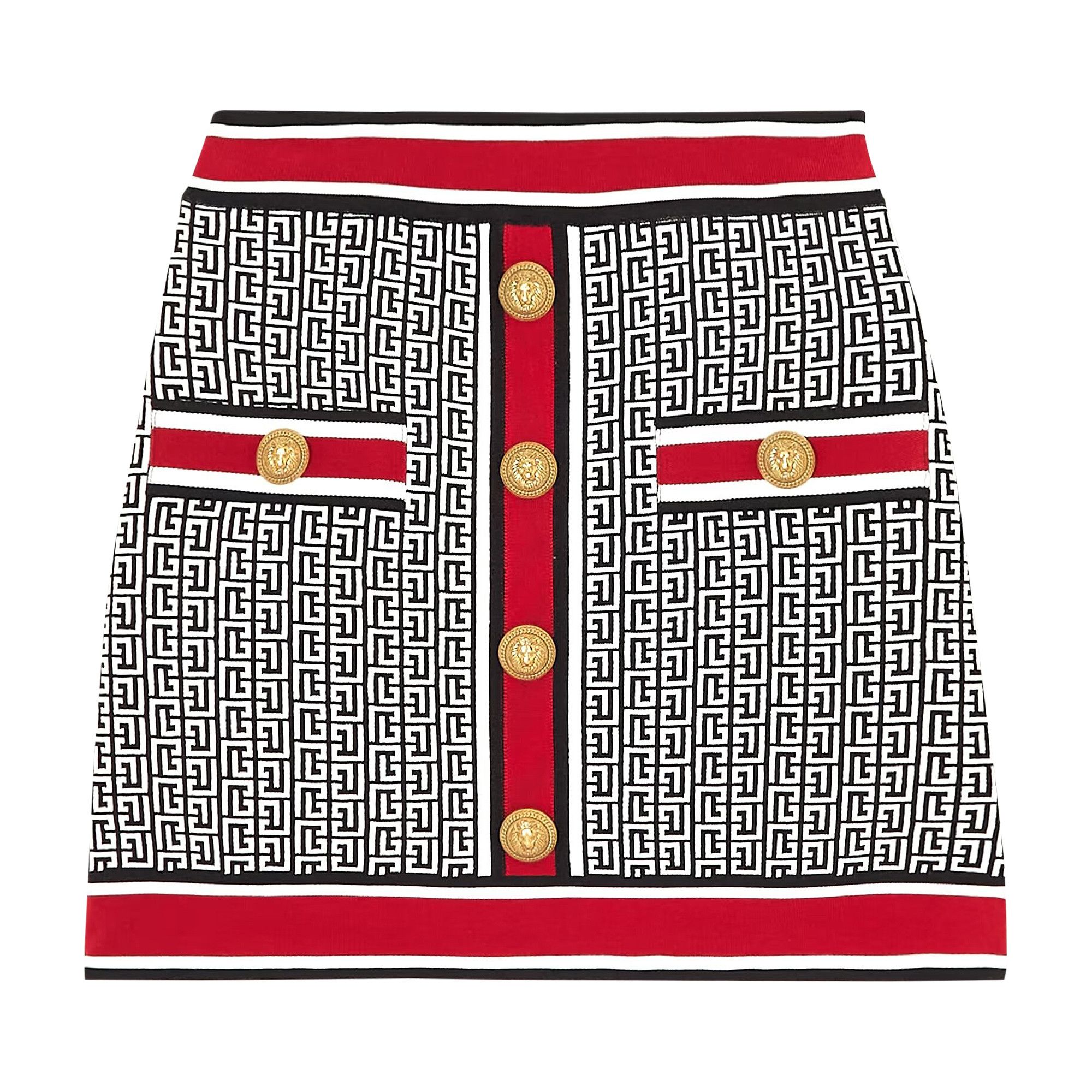 スカート BALMAIN SKIRT (BF1LB292KE89 EJC) Balmain Monogram Knitted Miniskirt, Brand Size 38 (US Size 6