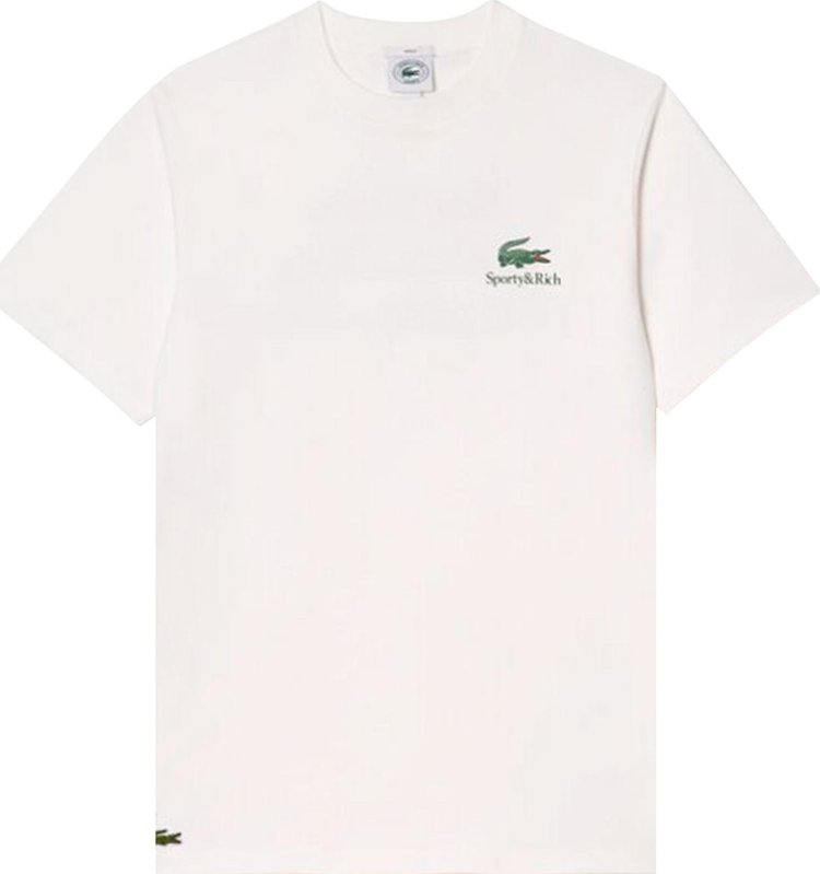 Sporty & Rich x Lacoste Play Tennis T Shirt 'Farine/Green'