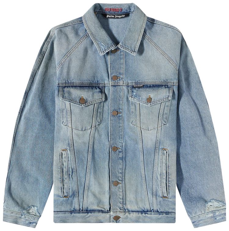 Palm Angels Light Wash Sunset Loose Denim Pants BlueBrown
