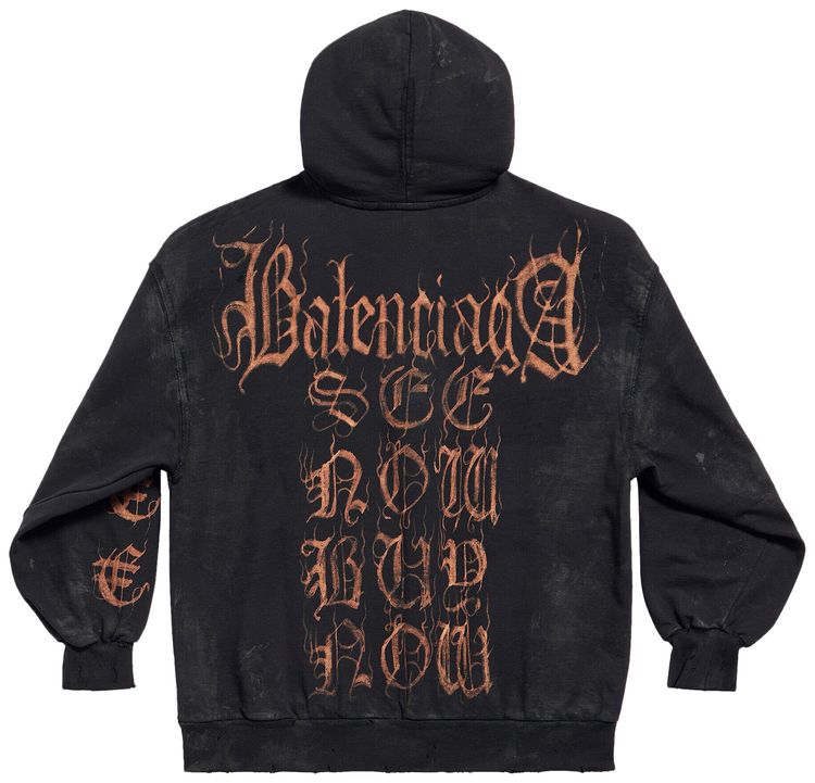 Balenciaga Large Fit Hoodie Washed Black