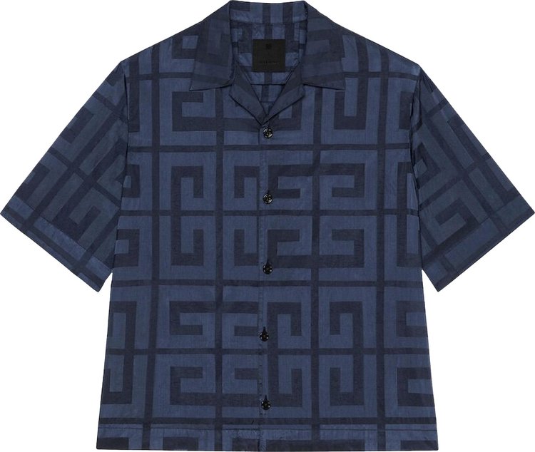 Givenchy 4G Boxy Fit Shiny Hawaiian Shirt 'Navy'