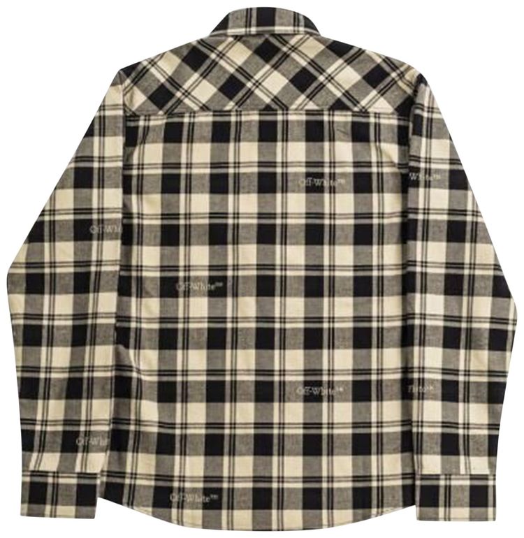 Off White Check Flannel Shirt BeigeBlack