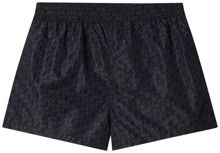 Off White Logo Print Swimshorts Black